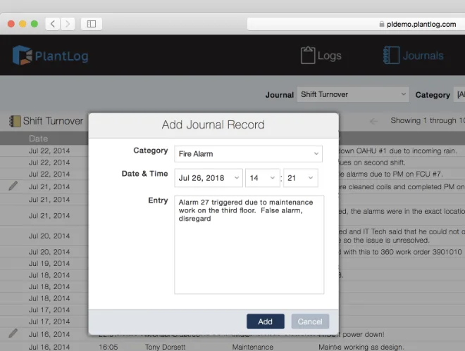 Adding Journal Records